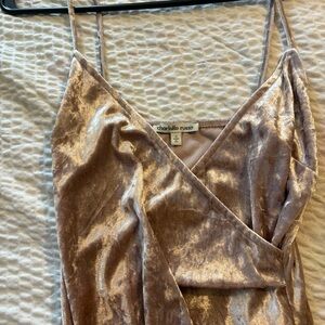 Charlotte Russe Blush Velvet Spaghetti Strap Dress